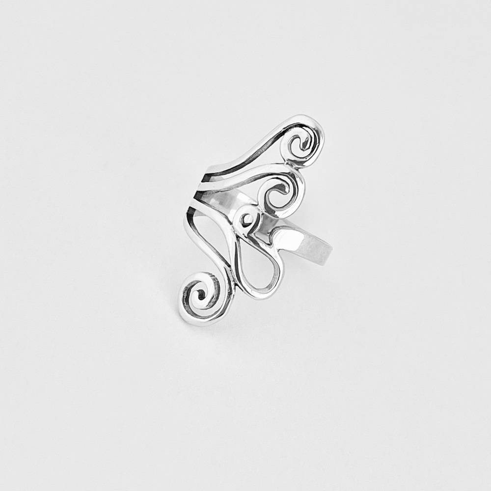 Sterling Silver Statement Swirly Ring, Silver Rings, Swirl Jewelry, Spiral Ring - Picture 7 of 14